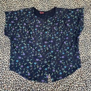Vintage Micro Floral Tee Made in USA Whimsigoth Goth Dark Fairy Kei Casual Crew